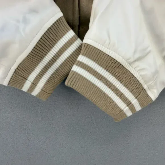 True Religion Jacket Women's XL Tan White True Varsity Jacket Retro 50s 60s NWT - Picture 4 of 11